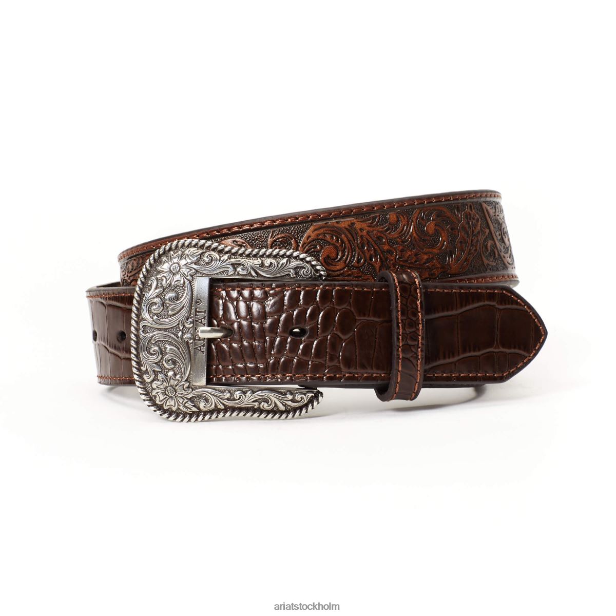 Tillbehör Ariat lövprägling crock ändbälte brun män F04841855