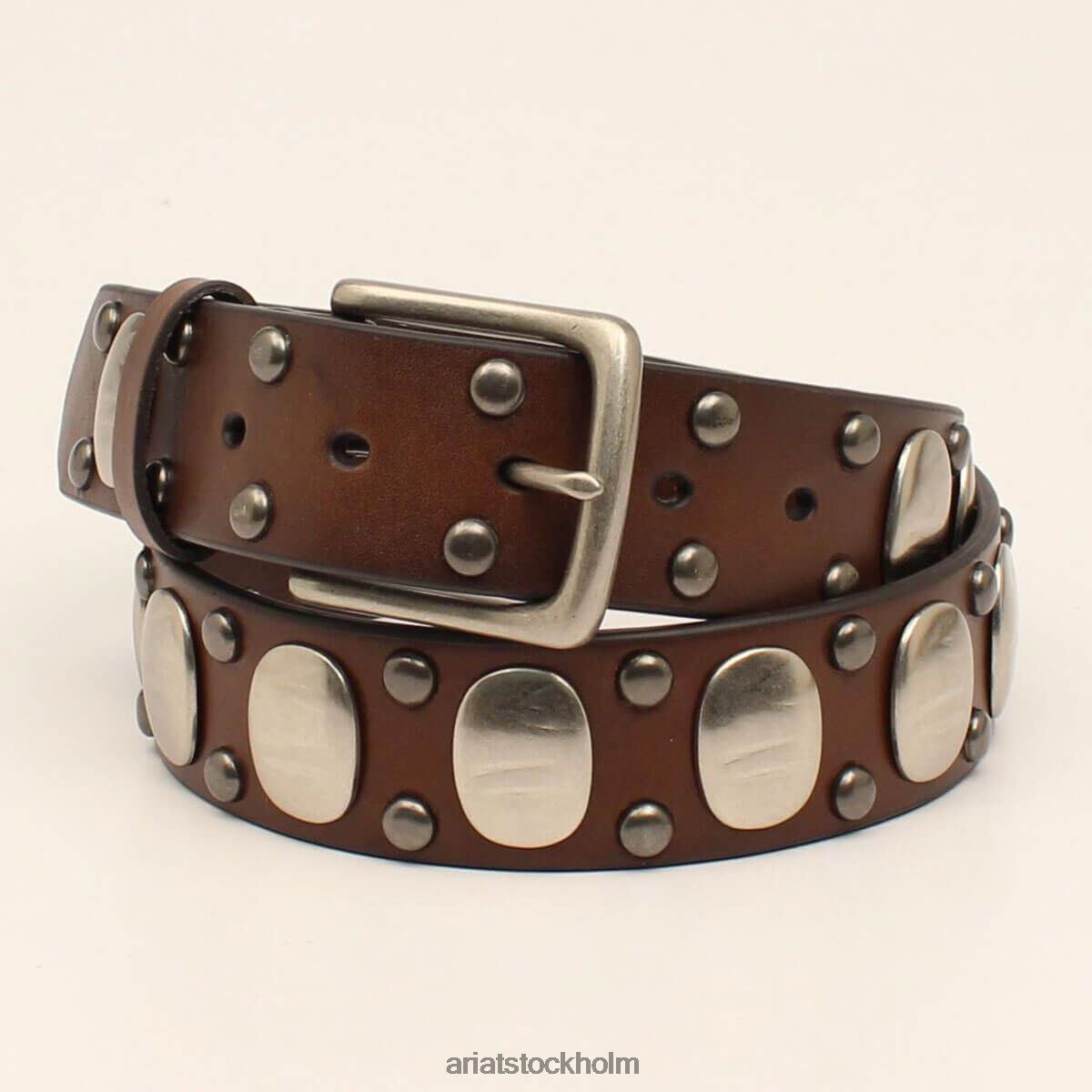 Tillbehör Ariat silver ovalt medaljongbälte brun män F04841870