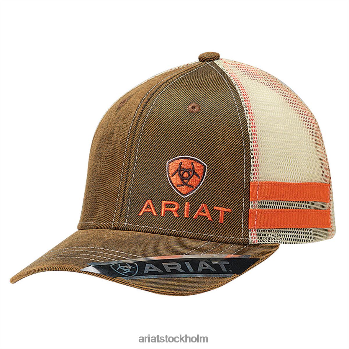 Tillbehör Ariat strukturerad medelhög keps brun oljeskinn män F04841915