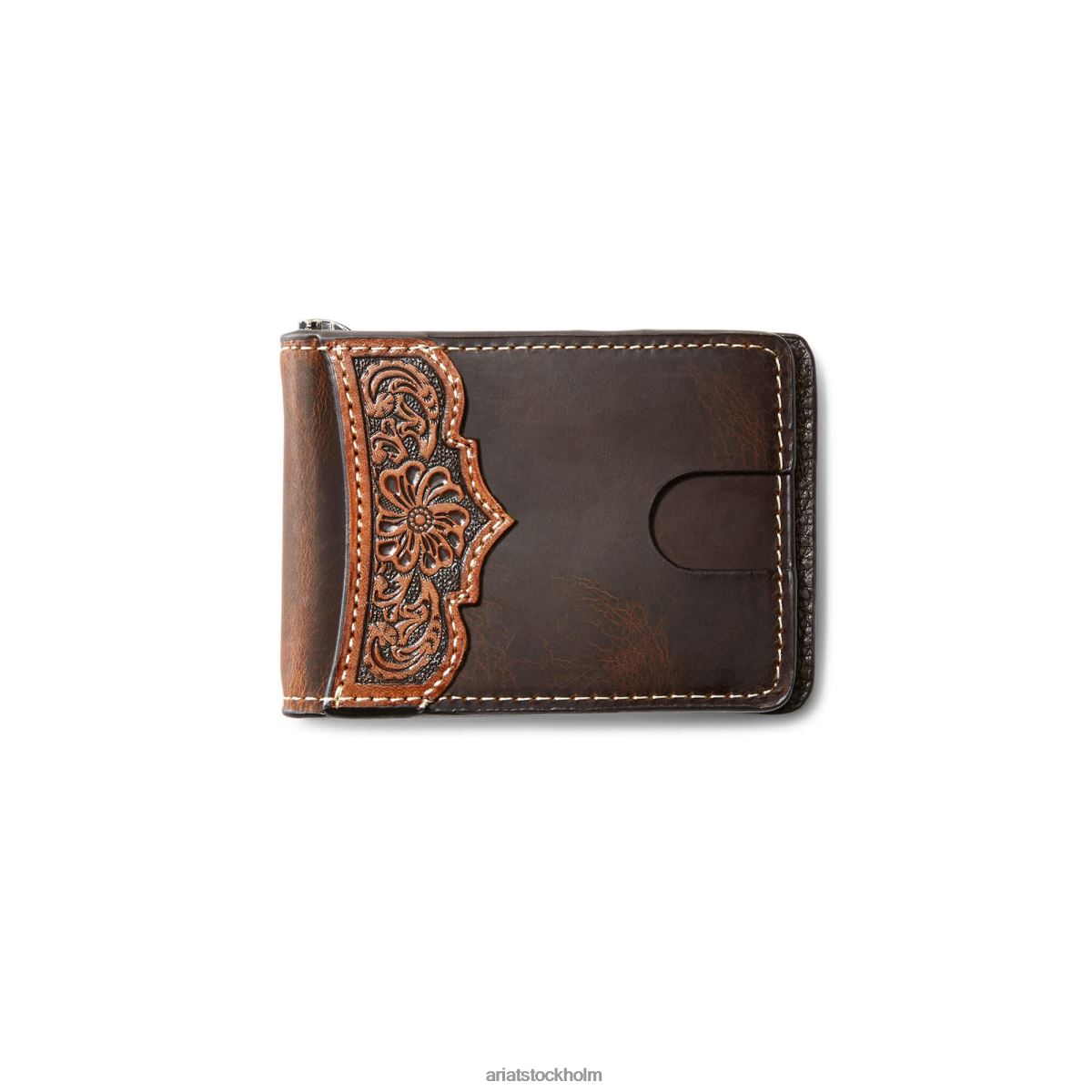 Tillbehör Ariat bifold plånbok broderi pilgrimsmussla solbränna män F04841818