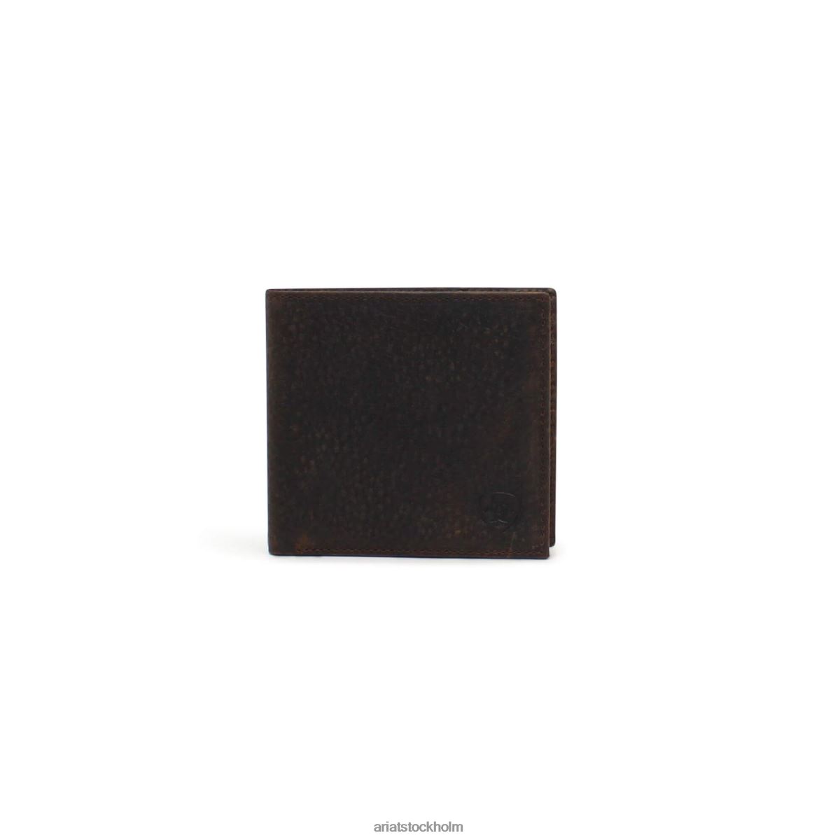 Tillbehör Ariat bifold plånbok logotyp brun bråkig män F04841820