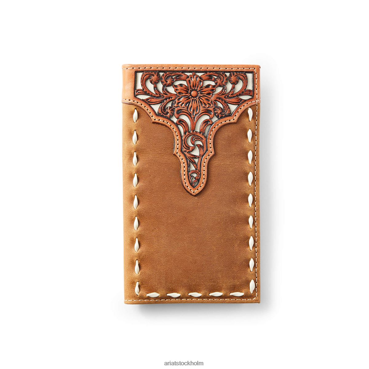 Tillbehör Ariat rodeo plånbok blommig broderi körsöm mellan brun män F04841787
