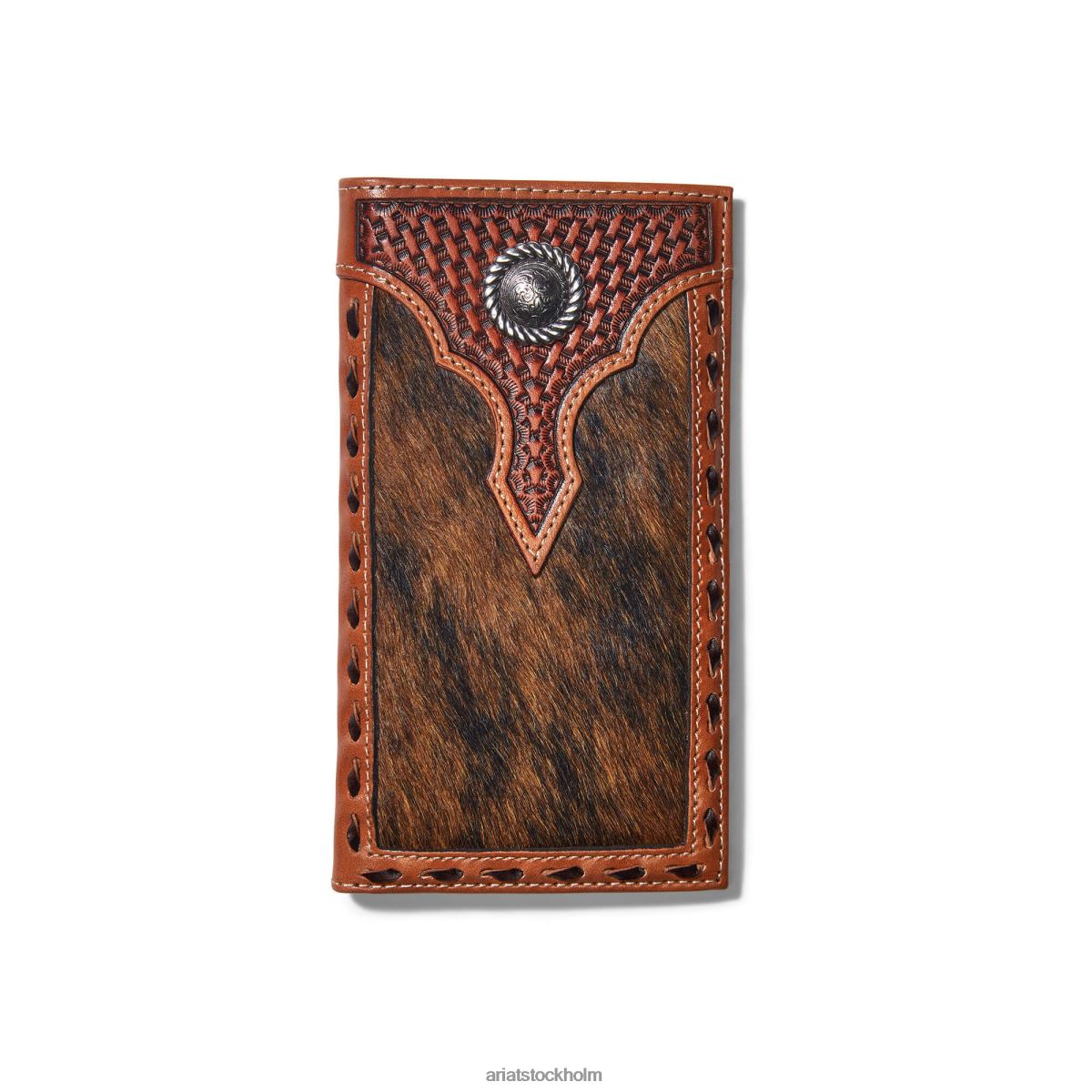 Tillbehör Ariat rodeo plånbok korgvävt kalvhår brun män F04841814