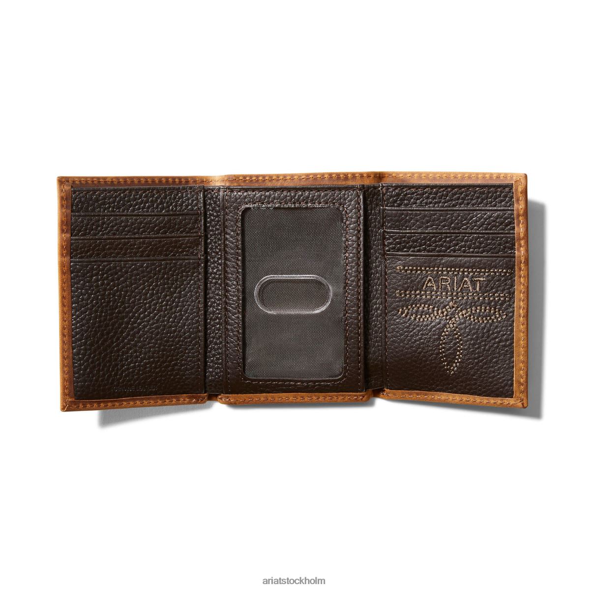 Tillbehör Ariat trefaldig plånbok stor logotyp mellan brun män F04841776